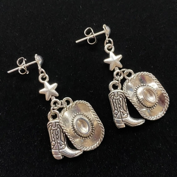 Western Cowboy Boot Hat Dangle Earrings For Women - Colorful Wooden Cowgirl Jewelry